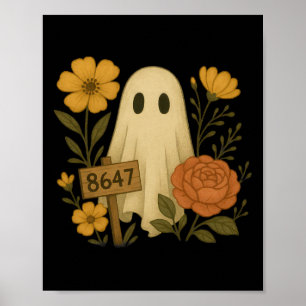 Ghost With 8647 Sign Subtle Anti-trump Floral Hall