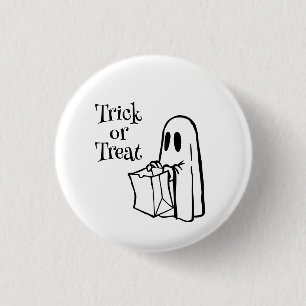 Ghost with Bag Trick or Treat 3 Cm Round Badge