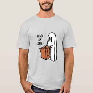 Ghost with Bag Trick or Treat Tote Bag T-Shirt