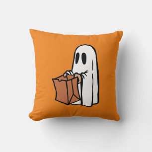 Ghost with Bag Trick or Treating Cushion