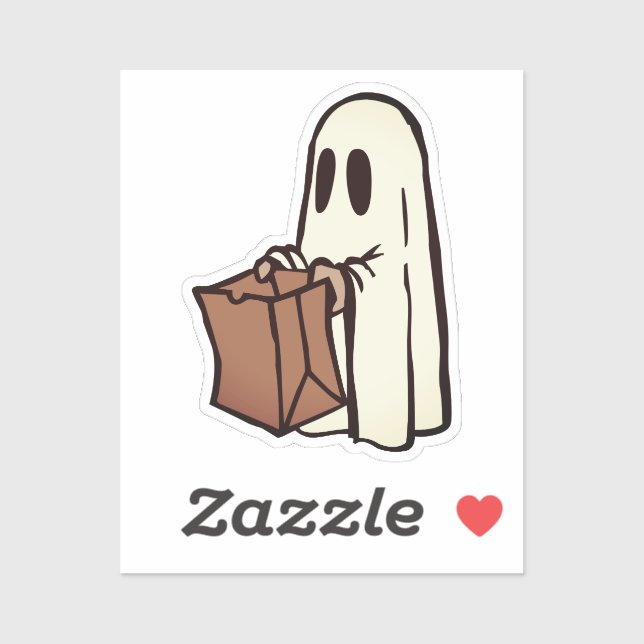Ghost with Bag Trick or Treating Halloween (Sheet)