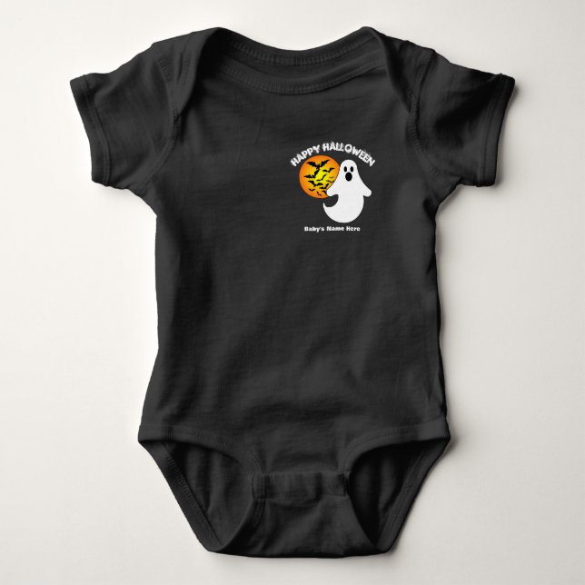 Ghost With Bats In The Moonlight Baby Bodysuit (Front)