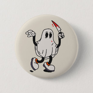 Ghost with blood knife 6 cm round badge