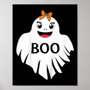 Ghost With Bow Boo Girls Halloween T Shirt  Poster