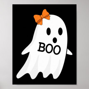 Ghost With Bow Boo Halloween Costume For Girls Kid Poster