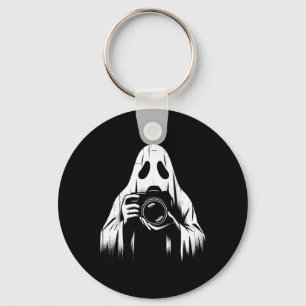 Ghost With Camera - Creepy Photography Halloween L Key Ring