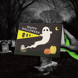 Ghost with Flashlight Spooktacular Halloween Card