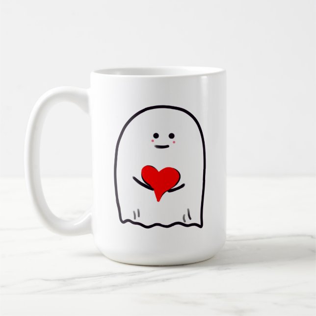 Ghost with Heart Coffee Mug (Left)