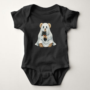  Ghost with Kitten, Teddy Bear, Halloween, Author  Baby Bodysuit