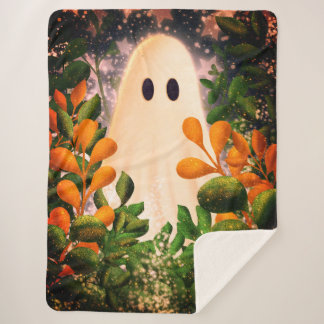 Ghost with Plants Sherpa Blanket