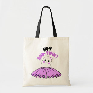 Ghost with Purple Skirt & Hey Boo-tiful! Halloween Tote Bag