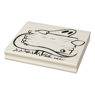 Ghost with signpost illustration art stamp
