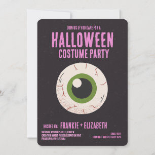 Ghost With Witch Halloween Costume Party  Invitation