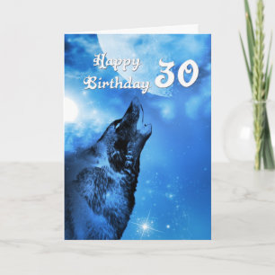 Ghost wolf howling 30th birthday card