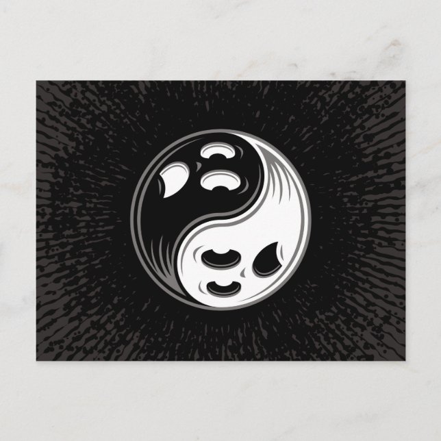 Ghost Yin Yang Black and White Postcard (Front)