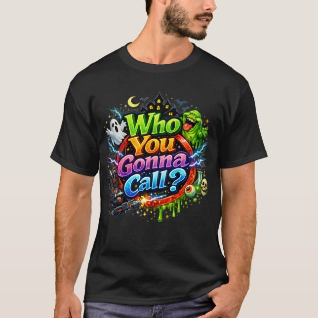 Ghostbusters "Who You Gonna Call" Retro Design T-Shirt (Front)