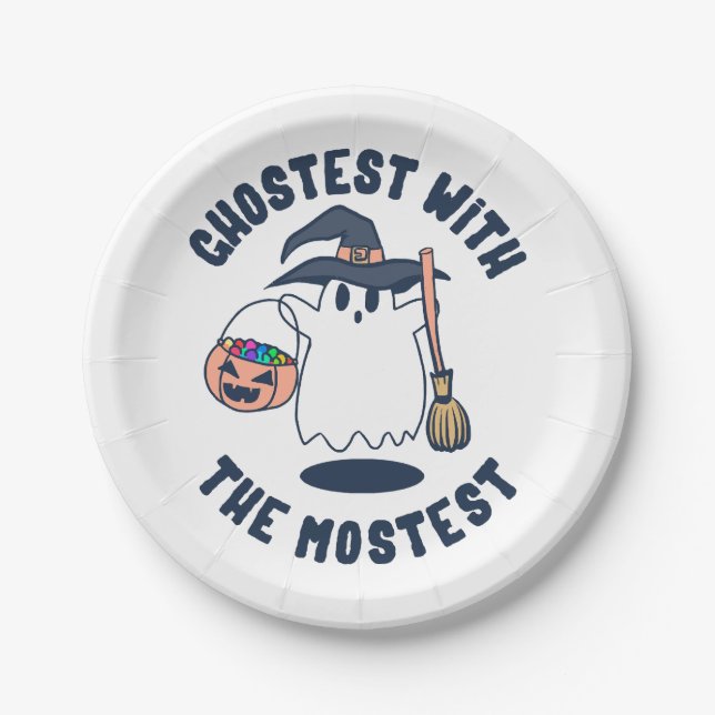 Ghostest Funny Spooky Witch Paper Plate (Front)