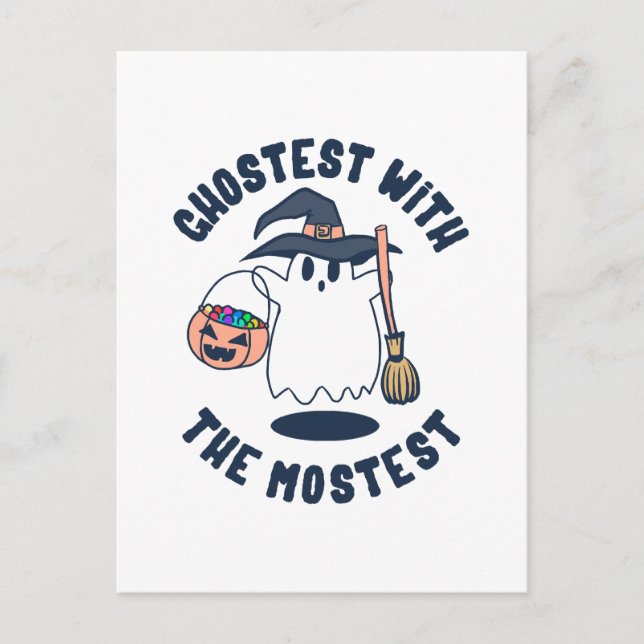 Ghostest Funny Spooky Witch Postcard (Front)