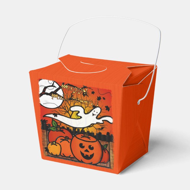 Ghostie Whimsical Halloween TRICK OR TREAT PARTY Favour Box (Front Side)