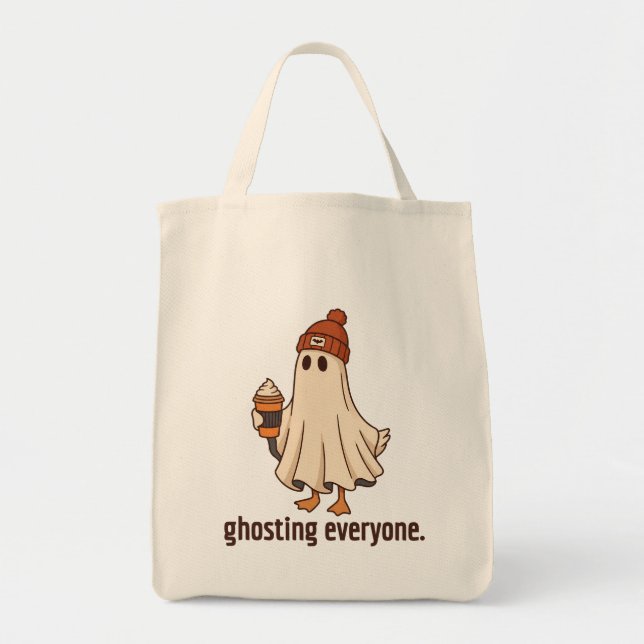 Ghosting Everyone Ghost Goose, Coffee Lover Gift Tote Bag (Front)