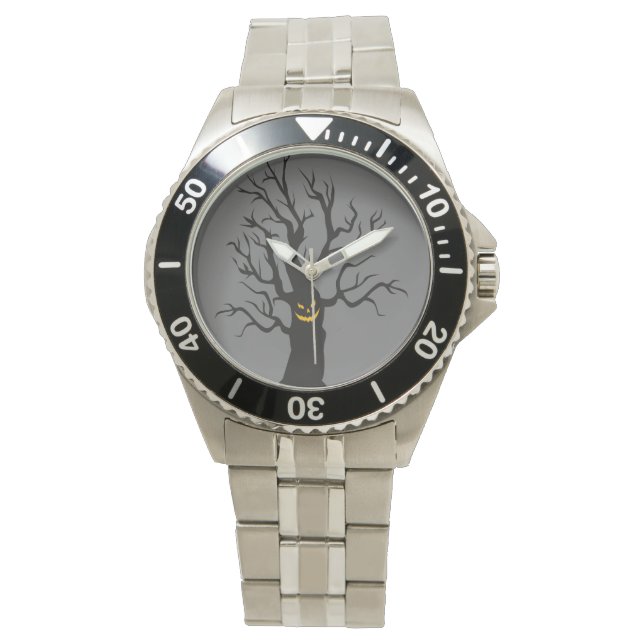 Ghostly Allure: Halloween Stainless Steel Bracelet Watch (Front)
