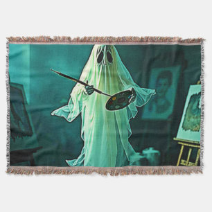 Ghostly Artist's Studio Design Throw Blanket