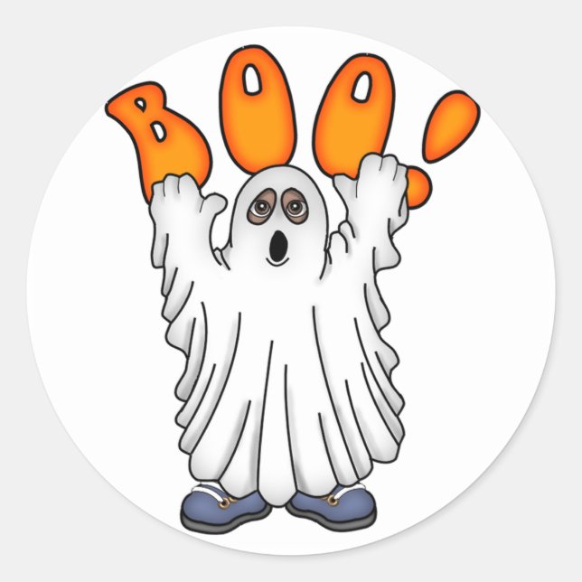 Ghostly Boo Classic Round Sticker (Front)