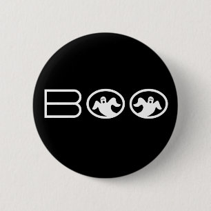 Ghostly Boo Halloween Button, Black and White 6 Cm Round Badge