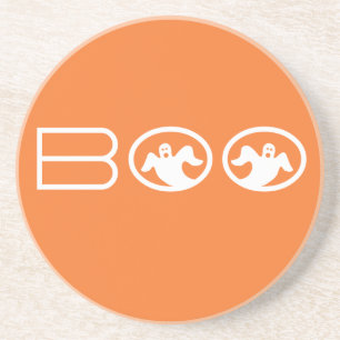 Ghostly Boo Halloween Coaster, Orange and White Coaster