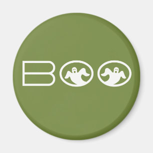 Ghostly Boo Halloween Magnet, Green and White Magnet