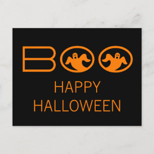 Ghostly Boo Halloween Postcard, Black and Orange Postcard