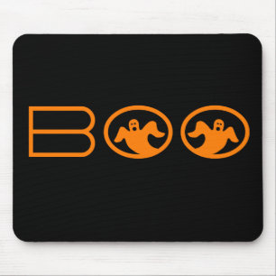 Ghostly Boo Mousepad, Black and Orange Mouse Pad
