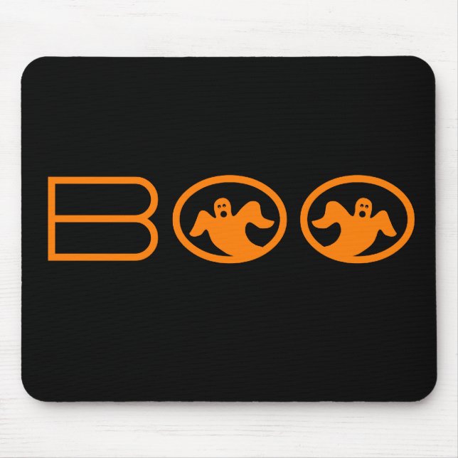 Ghostly Boo Mousepad, Black and Orange Mouse Pad (Front)