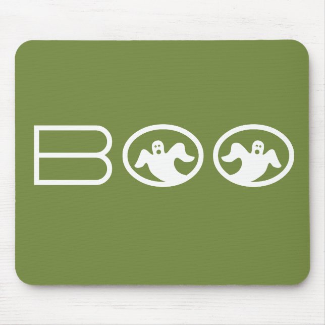 Ghostly Boo Mousepad, Green and White Mouse Pad (Front)
