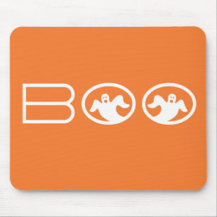 Ghostly Boo Mousepad, Orange and White Mouse Pad