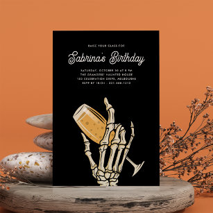 Ghostly Champagne Halloween Birthday Party Invitation