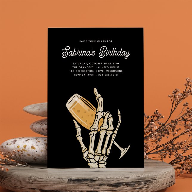 Ghostly Champagne Halloween Birthday Party Invitation (Creator Uploaded)
