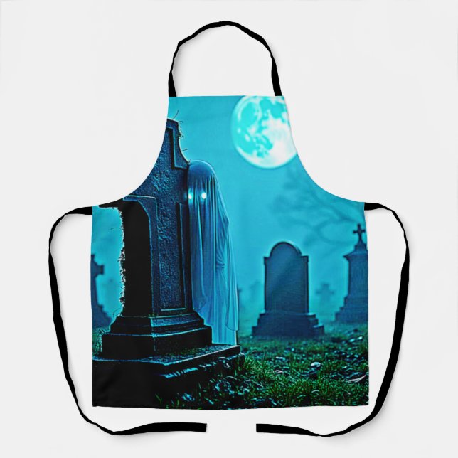 Ghostly Figure in a Graveyard Design Apron (Front)