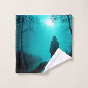 Ghostly Figure in Haunted Woods Design Bath Towel Set