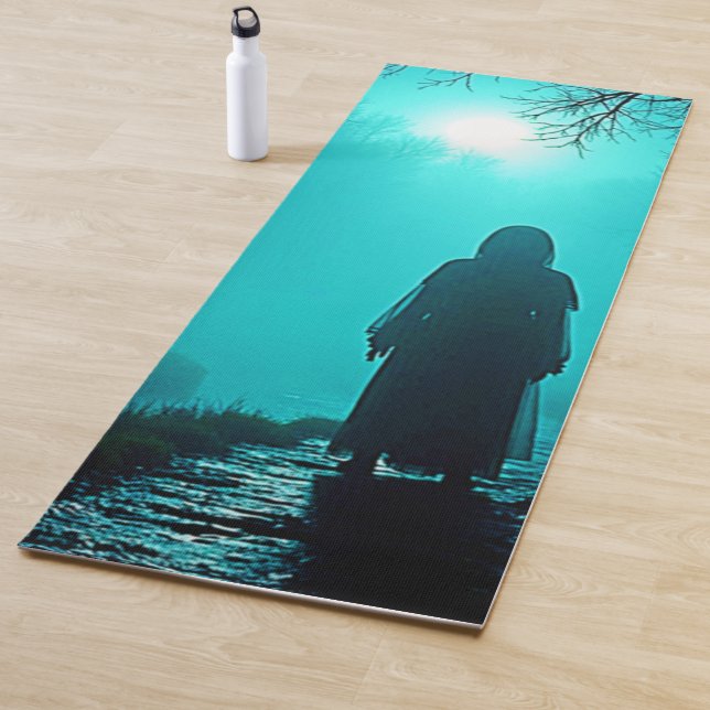 Ghostly Figure in Haunted Woods Design Yoga Mat (In Situ)