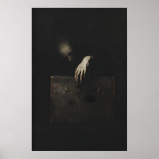 Ghostly Figure Reaching Out of Antique Chest Poster