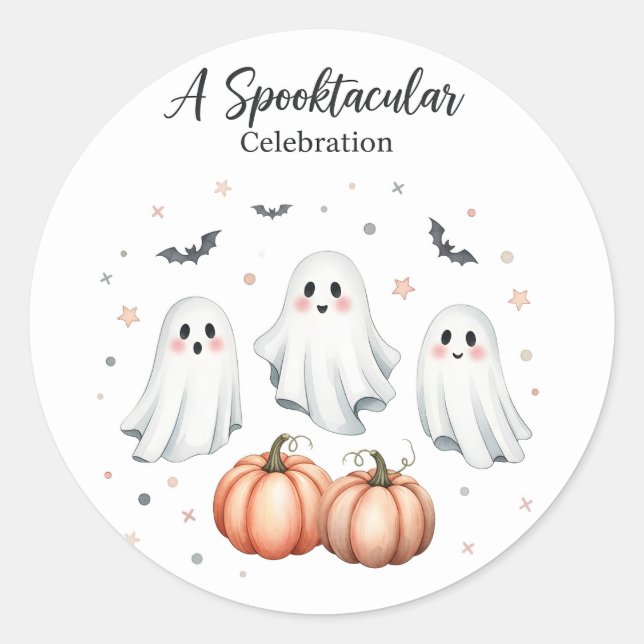 Ghostly Fun Halloween Classic Round Sticker (Front)