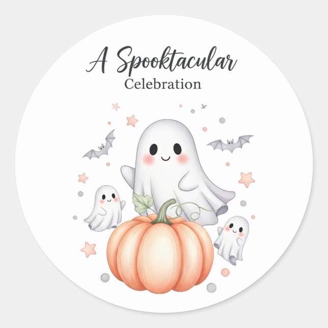 Ghostly Fun Halloween Classic Round Sticker (Front)