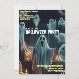 Ghostly Gathering Halloween Spooky Haunted House  Invitation