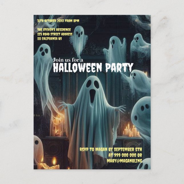 Ghostly Gathering Halloween Spooky Haunted House  Postcard (Front)