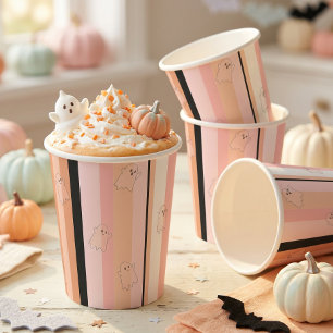 Ghostly Ghosts Pastel Stripe Pattern ID1330 Paper Cups