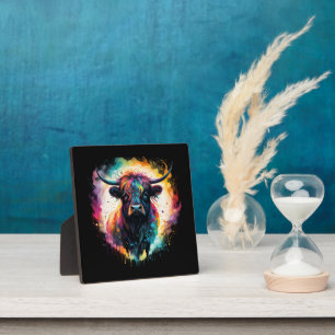 Ghostly Grace: Spectral Holographic Highland Cow, Plaque