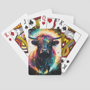 Ghostly Grace: Spectral Holographic Highland Cow, Playing Cards
