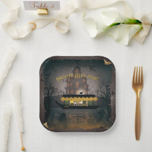 Ghostly Graveyard Cruise Paper Plate