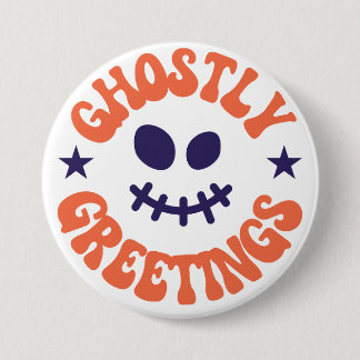 ghostly greetings,halloween 7.5 cm round badge